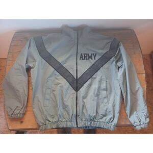 Skilcraft Army Men's Medium Long Jacket Gray Nylon Zipper Front Light